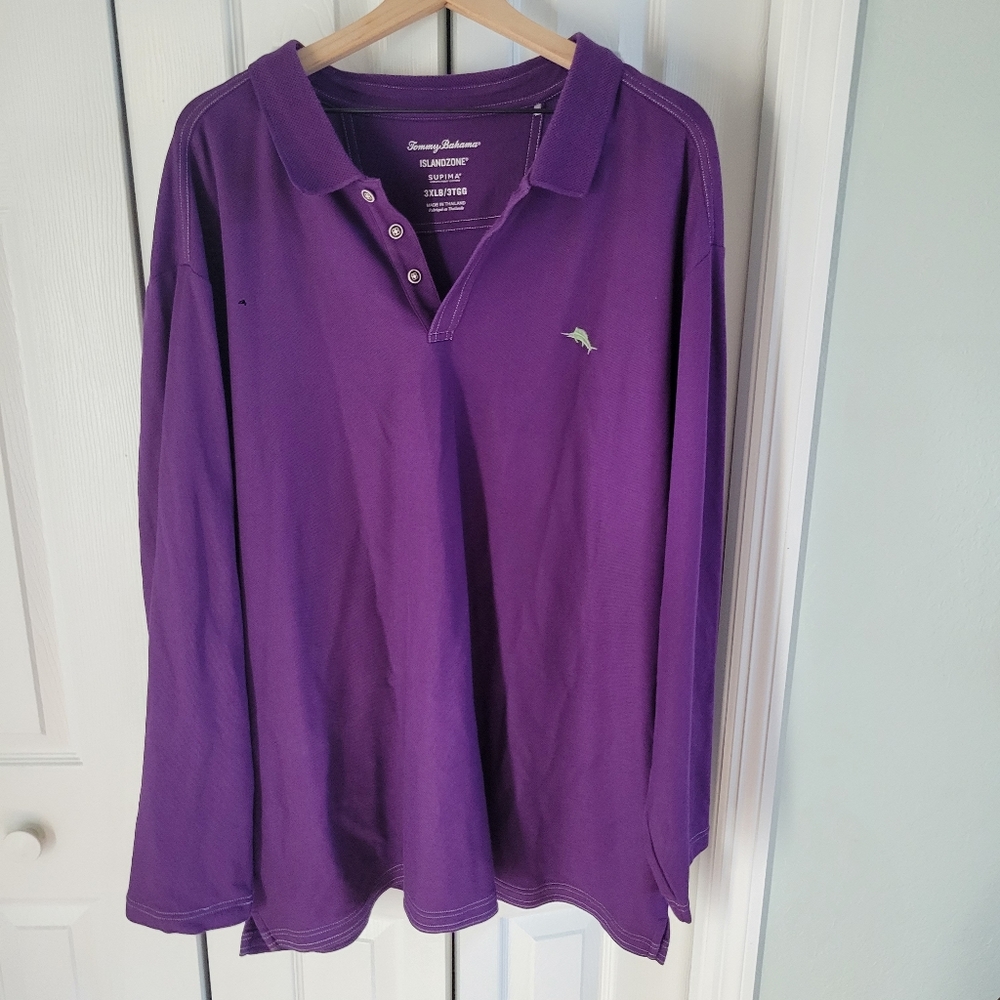 Tommy Bahama 3XLB Purple Island Zone Long Sleeve Polo